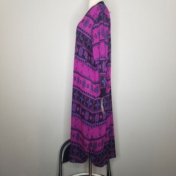 Vintage 80s 90z Nordic Fair Isle lcelandic Knit Sweater Dress NWT Deadstock Md - Picture 2 of 8